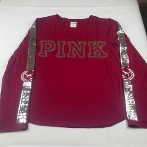 New Pink burgandy Bling long-sleeved shirt